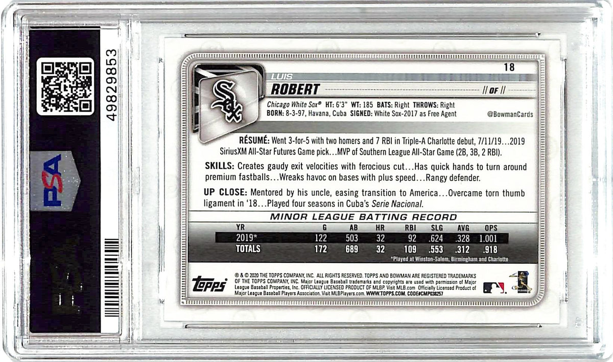 2020 Bowman Luis Robert #18 PSA 9