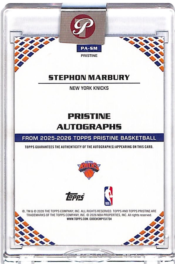 2025-26 Topps Pristine Stephon Marbury Autograph Blue /75 #PA-SM New York Knicks