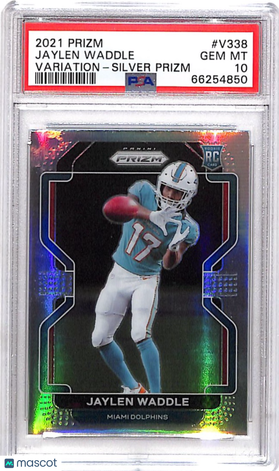 2021 Panini Prizm Jaylen Waddle Variation Silver Rookie #V338 PSA 10 Dolphins