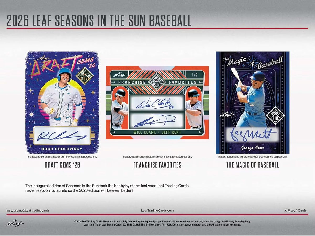 2026 Leaf Seasons in the Sun Baseball Hobby Box