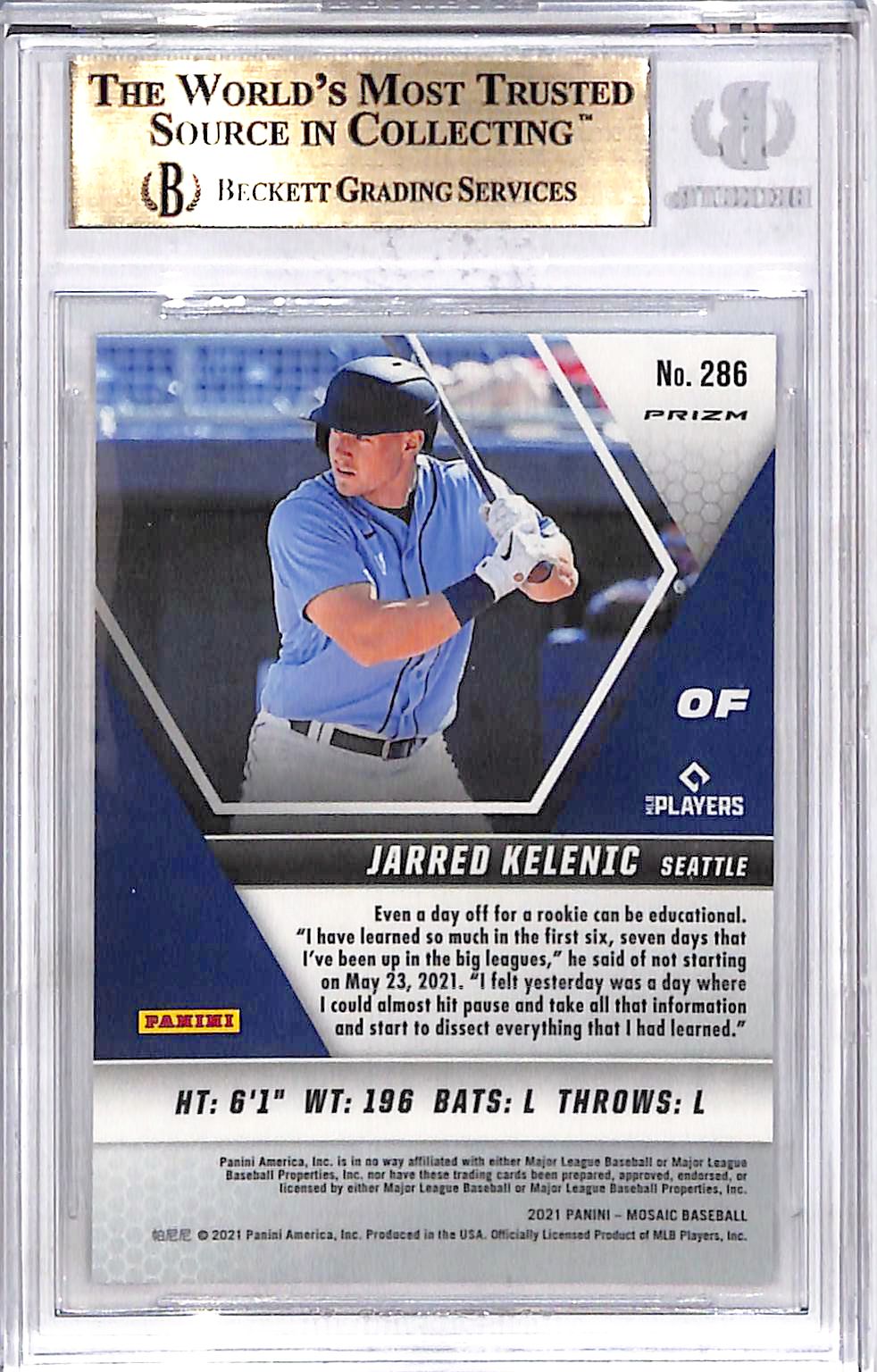 2021 Panini Mosaic Mosaic Jarred Kelenic #286 BGS 9.5