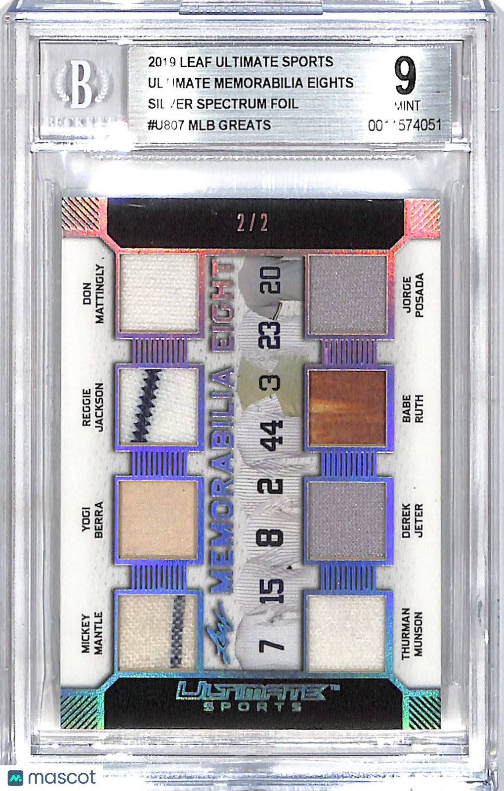 2019 Leaf Ultimate Mantle/Jackson/Mattingly/Munson/Jeter/Ruth Patch /2 BGS 9