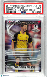 2017 Topps Chrome UEFA Lightning Strike Christian Pulisic #LS-CP PSA 9 Dortmund
