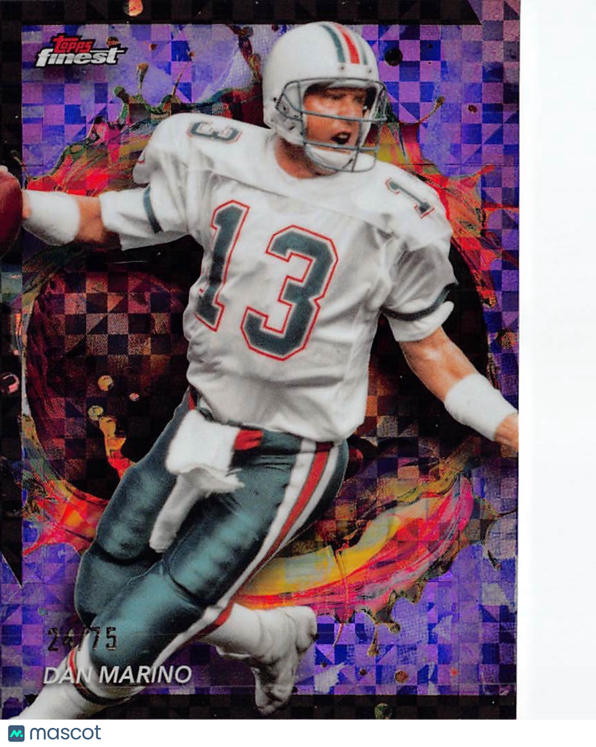 2024 Topps Finest Dan Marino Purple Checkerboard Refractor /75 #224 Dolphins