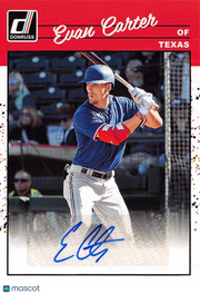2023 Panini Donruss Baseball Evan Carter Auto Autograph #90S-EC Texas Rangers
