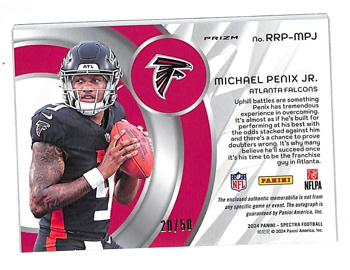2024 Panini Spectra Radiant Rookie Michael Penix Jr. Blue Patch Auto /50 RRP-MPJ