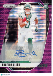 2024 Panini Prizm Braelon Allen Purple Pulsar Autograph Rookie RC #311 Jets
