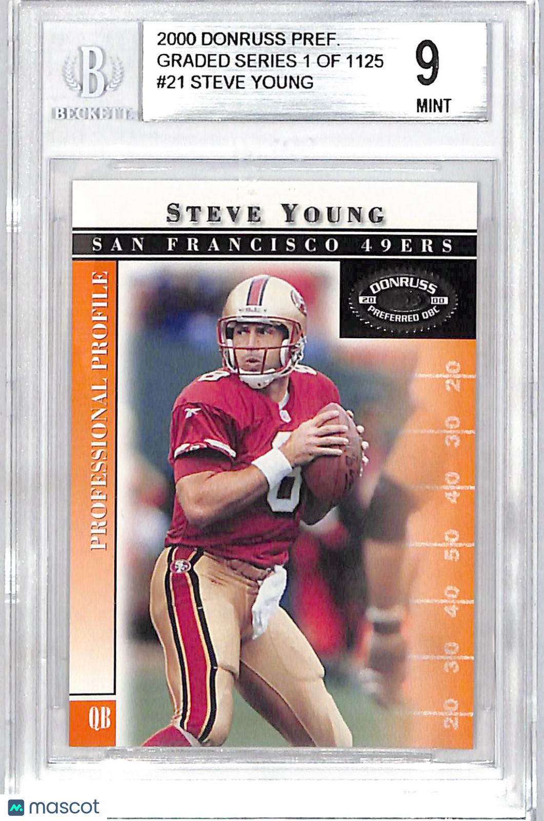 2000 Donruss Preferred QBC Steve Young Graded Series /1125 #21 BGS 9 49ers