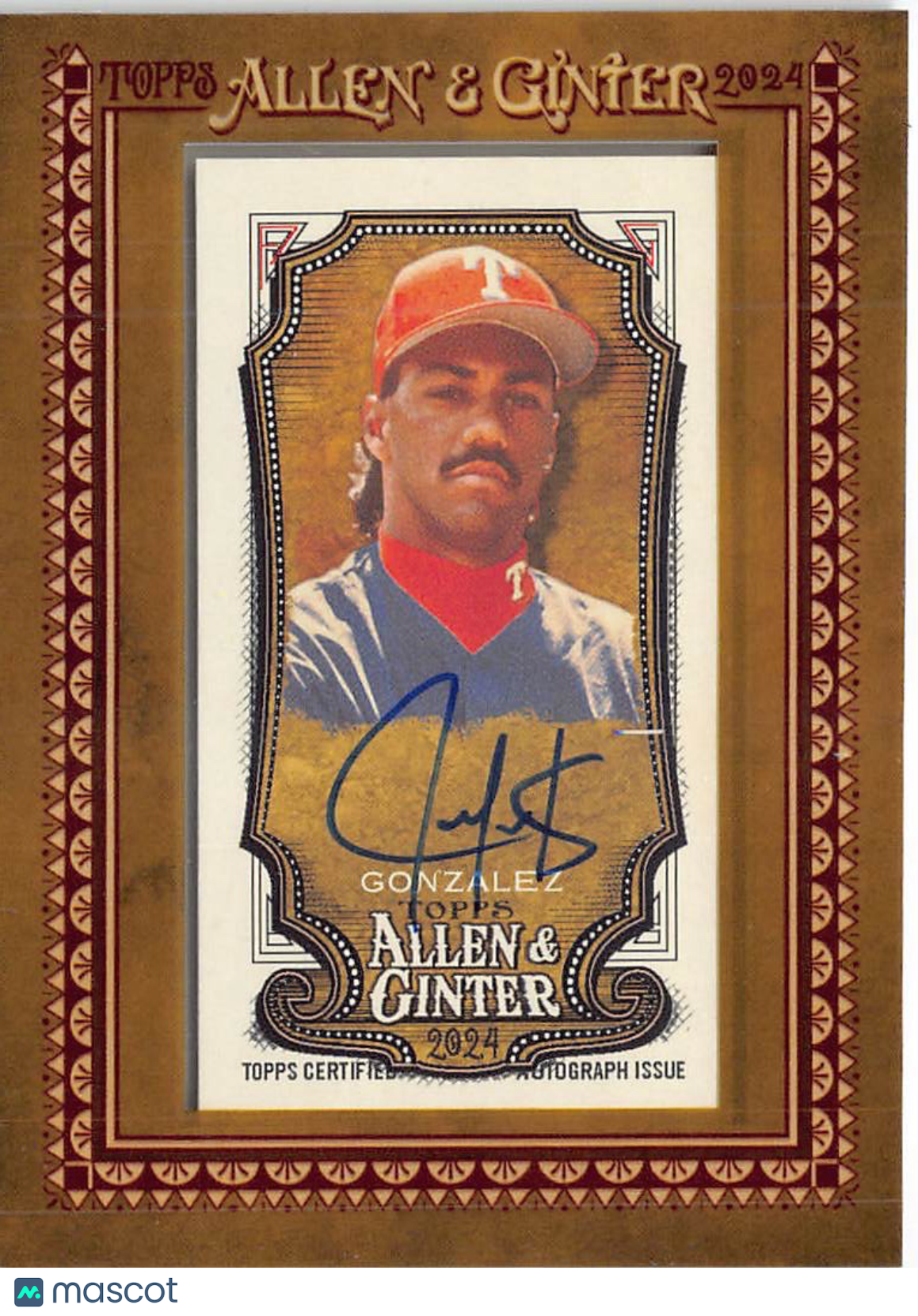 2024 Topps Allen & Ginter Juan Gonzalez Mini Framed Auto #MA-JG Texas Rangers