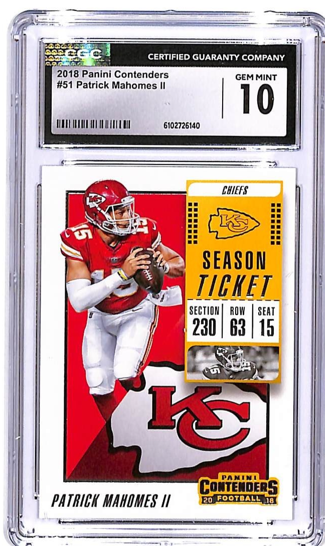 2018 Contenders Patrick Mahomes #51 CGC 10 Chiefs