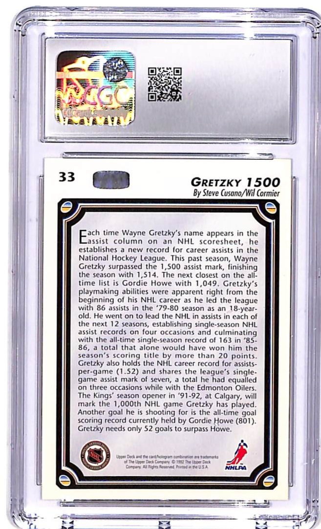 1992-93 Upper Deck Wayne Gretzky 1500 #33 CGC 9.5