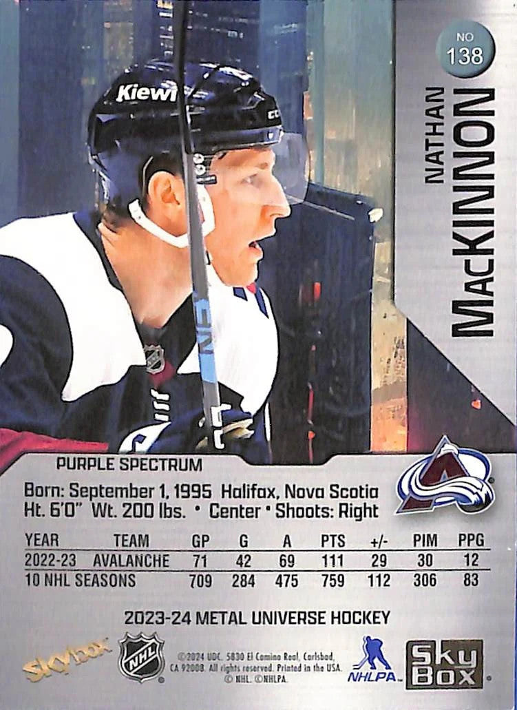2023-24 Skybox Metal Nathan McKinnon Purple /199 Avalanche