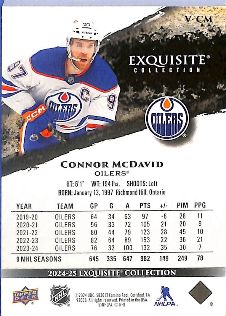 2024-25 Exquisite Collection Connor McDavid /99 #V-CM Oilers