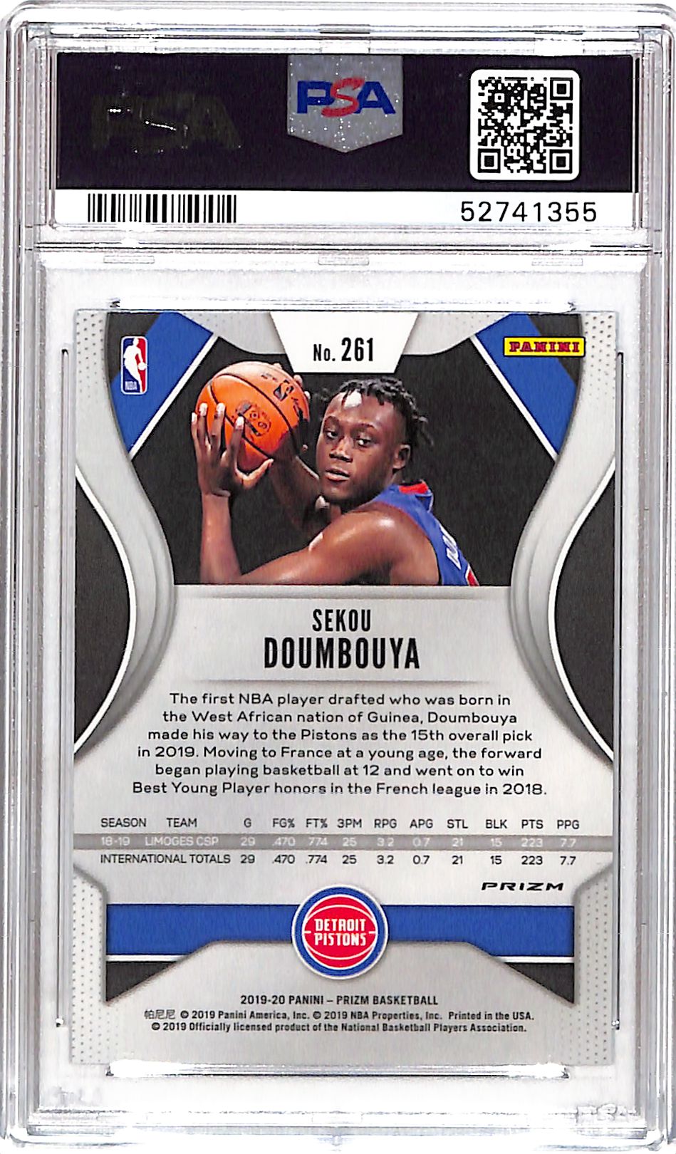 2019 Panini Prizm Sekou Doumbouya #261 Silver PSA 9