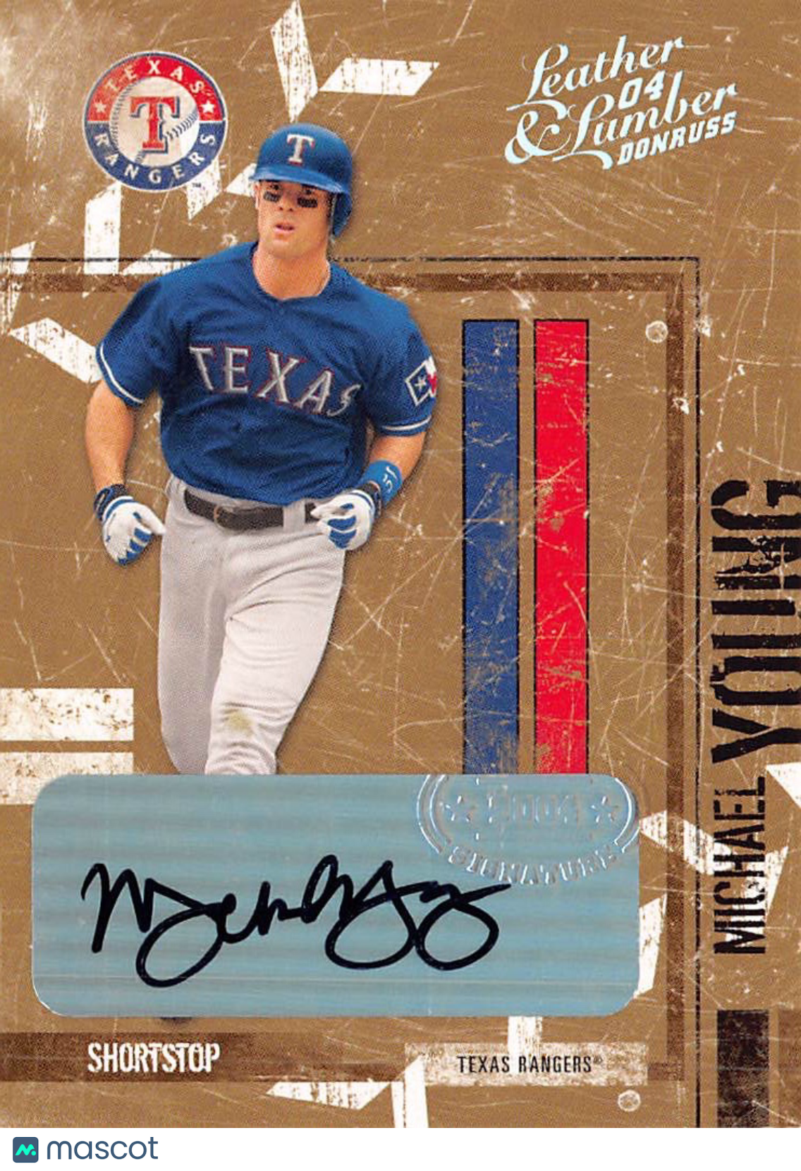 2004 Donruss Leather & Lumber Michael Young Auto Autograph /50 #145 Rangers