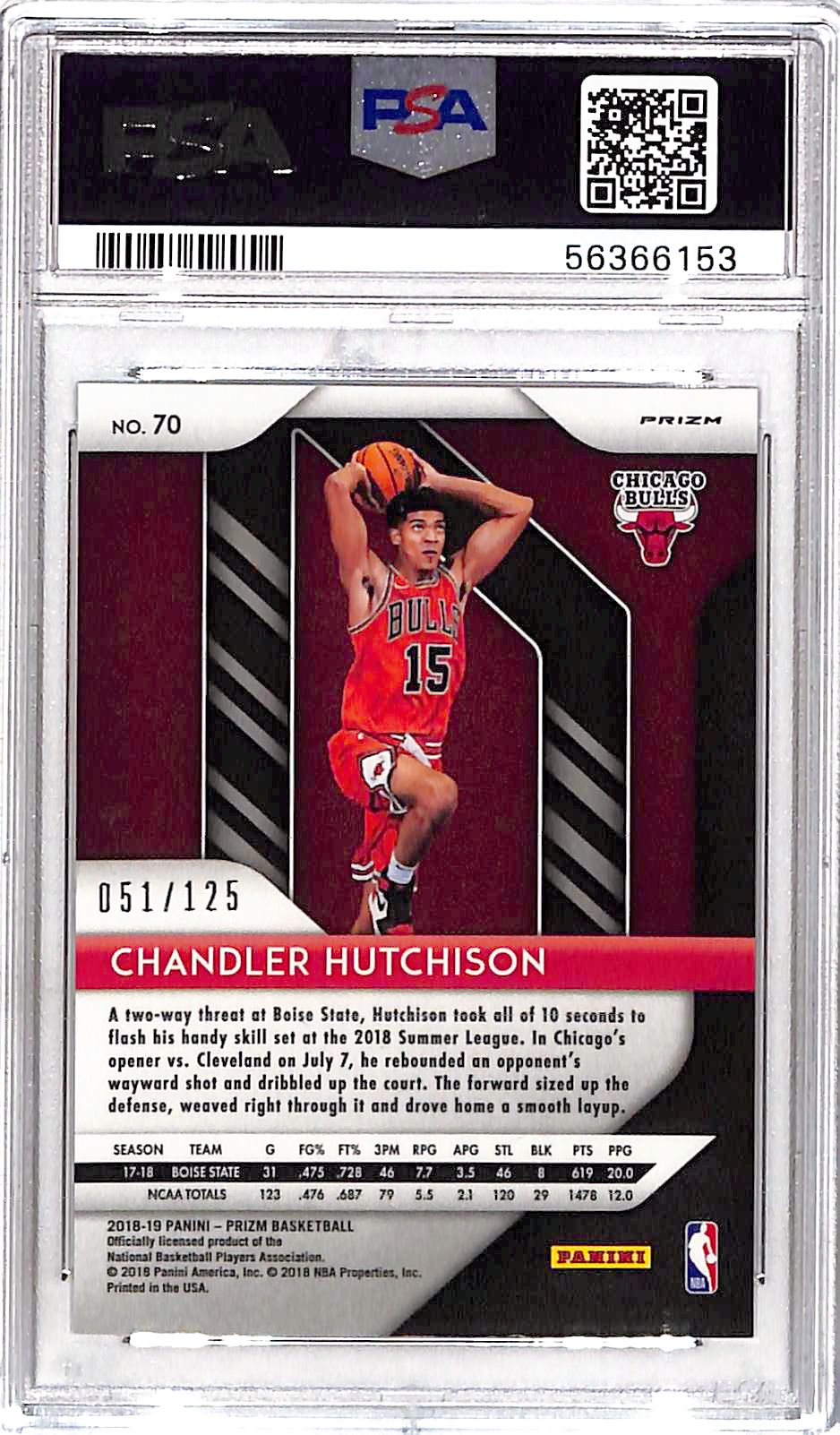 2018 Panini Prizm Chandler Hutchison #70 Fast Break Red PSA 9