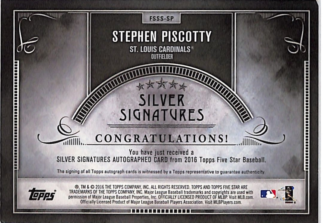 2016 Topps Five Star Stephen Piscotty Auto Silver Signatures /50 #FSSS-SP