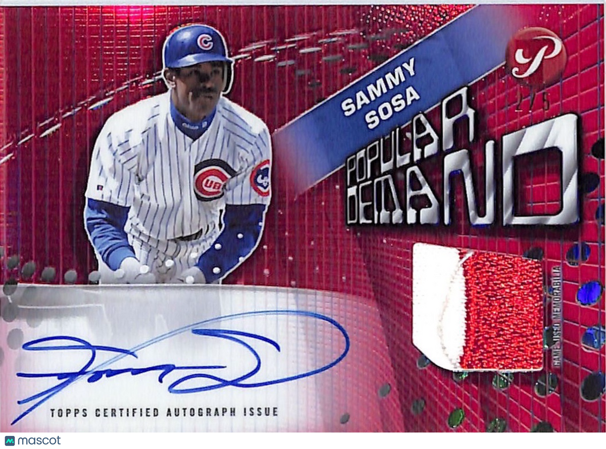 2025 Topps Pristine Popular Demand Sammy Sosa Red /5 Auto Patch #PPDAR-SS Cubs