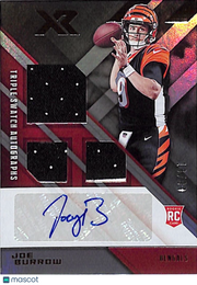2020 Panini XR Joe Burrow Rookie Patch Autograph /30 Triple RC #201 Bengals