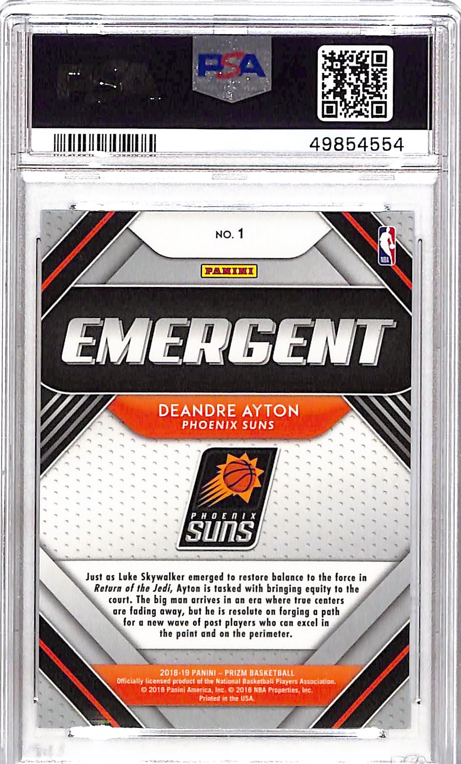2018 Panini Prizm Emergent DeAndre Ayton #1 PSA 10