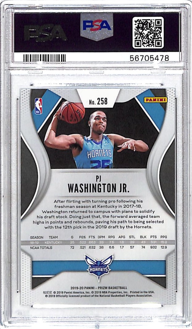 2019 Panini Prizm PJ Washington JR. Rookie #258 PSA 10 Charlotte Hornets