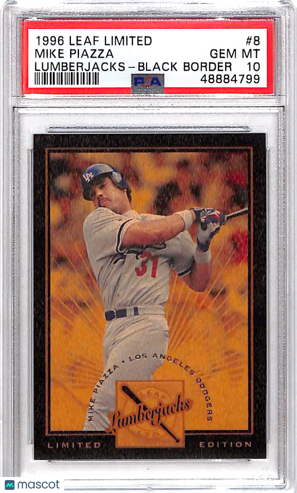 1996 Leaf Limited Lumberjacks Mike Piazza Black Border /500 #8 PSA 10 Dodgers