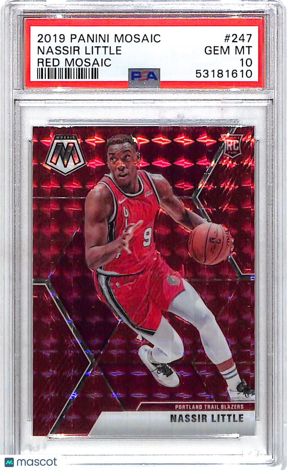 2019 Panini Mosaic Nassir Little Red Rookie #247 PSA 10 Portland Trail Blazers