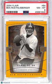 2004 Flair Ben Roethlisberger /799 Rookie #64 PSA 8 Pittsburgh Steelers