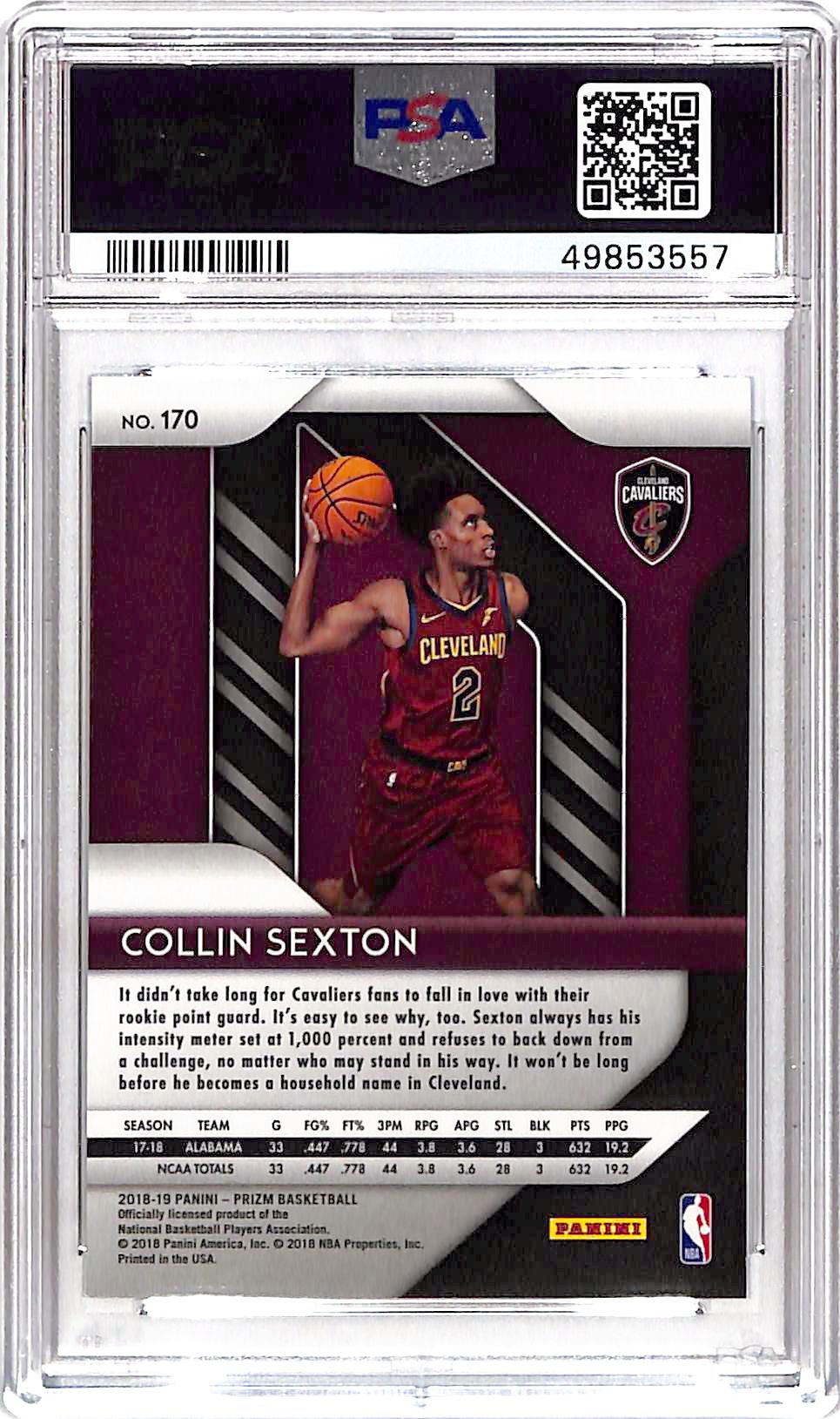 2018 Panini Prizm Collin Sexton #170 PSA 9