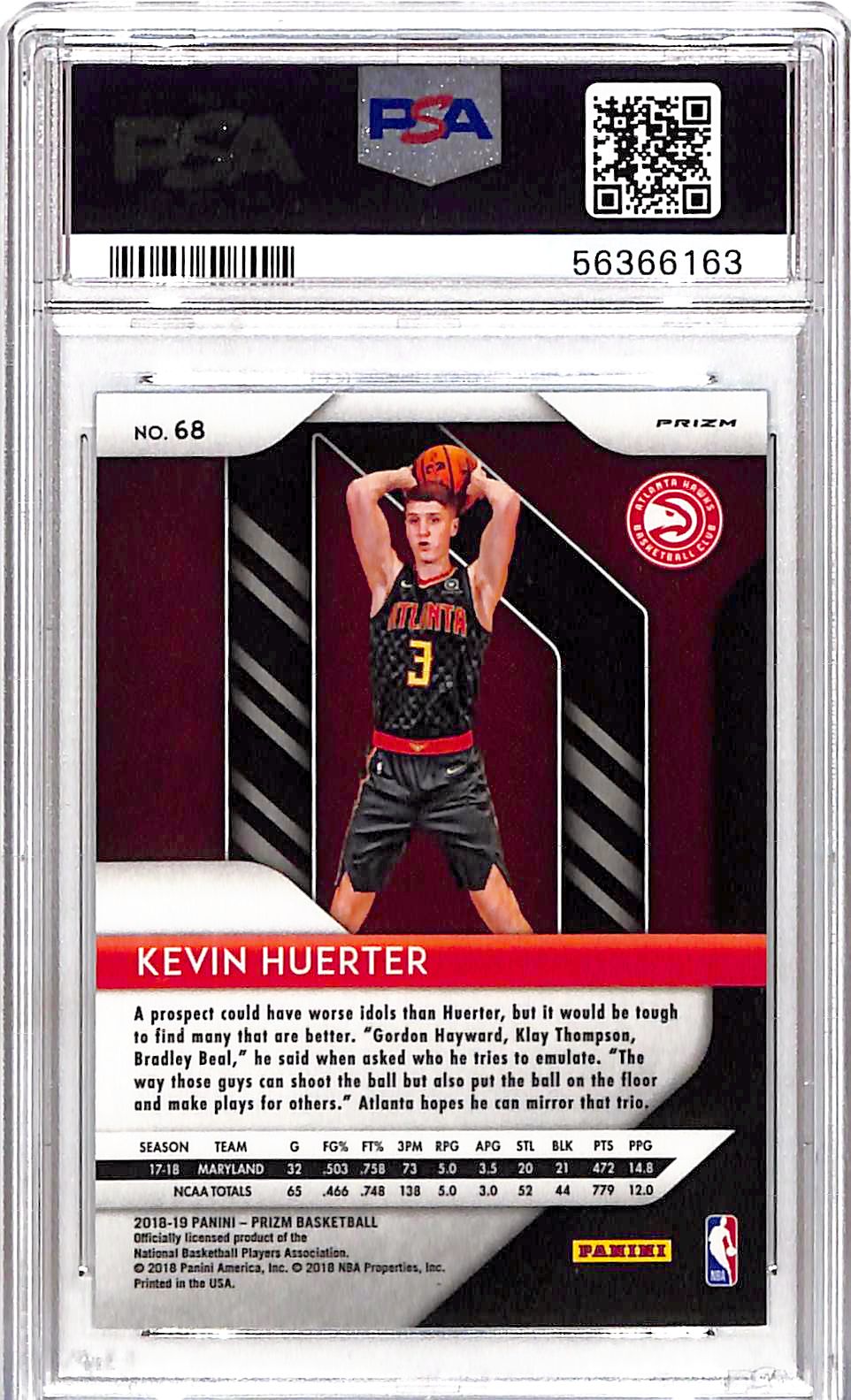 2018 Panini Prizm Kevin Huerter #68 Green PSA 9