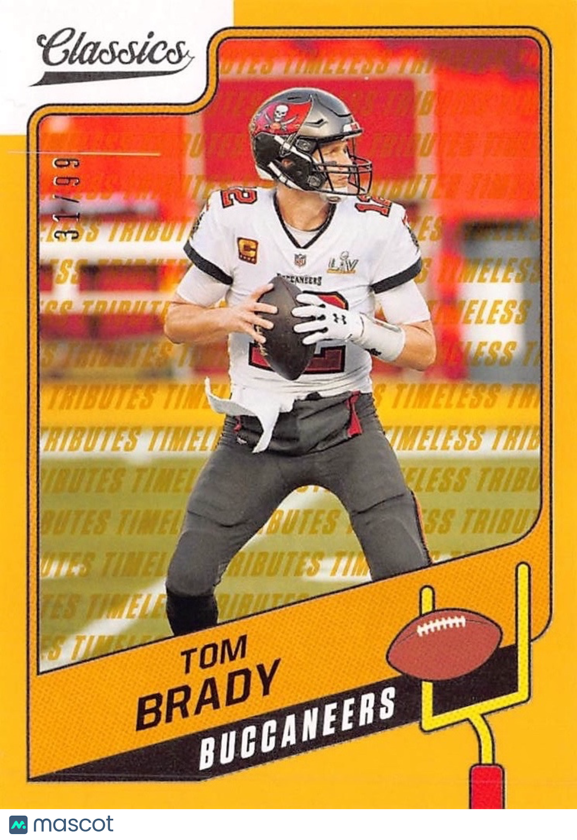 2021 Panini Classics Tom Brady Timeless Tributes Yellow #22 Tampa Bay Buccaneers