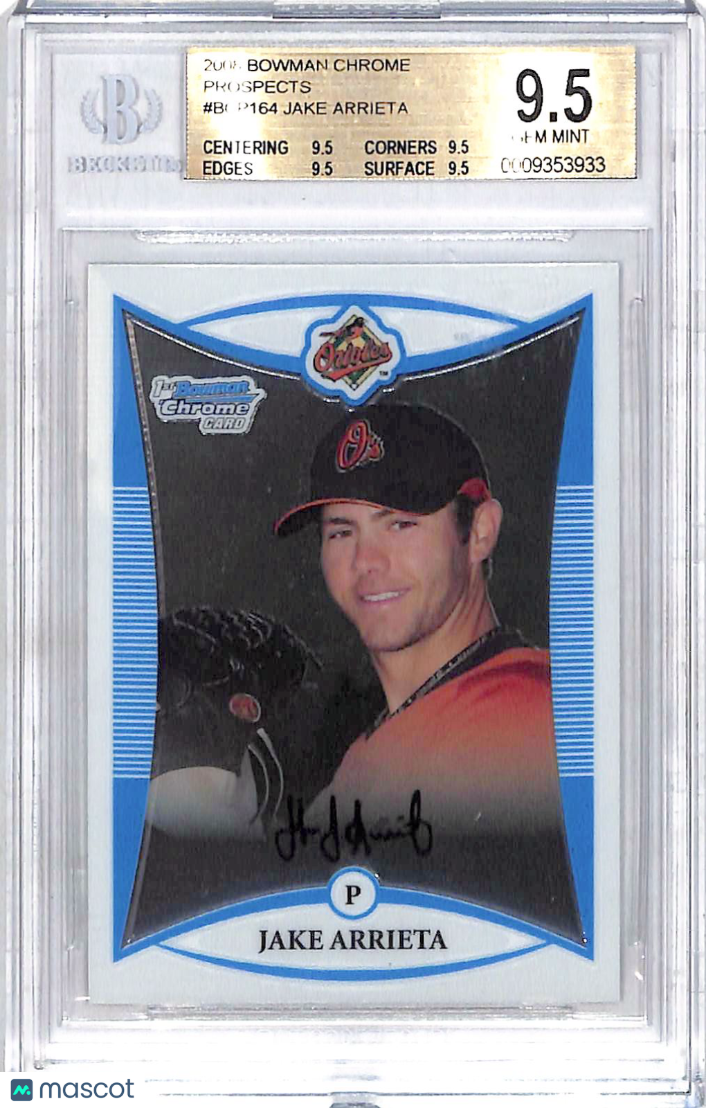2008 Bowman Chrome Prospects Jake Arrieta #BCP164 BGS 9.5