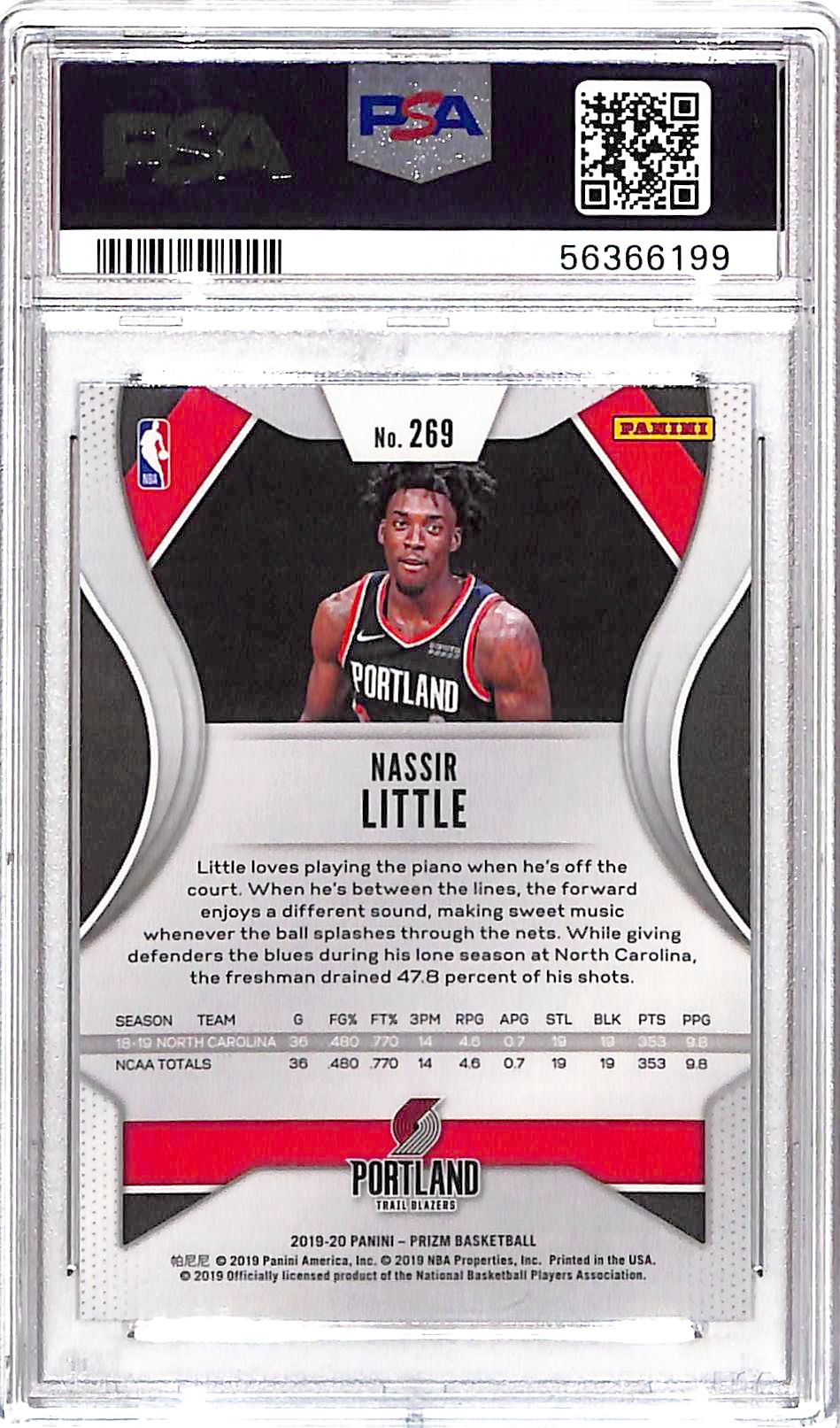 2019 Panini Prizm Nassir Little #269 PSA 10