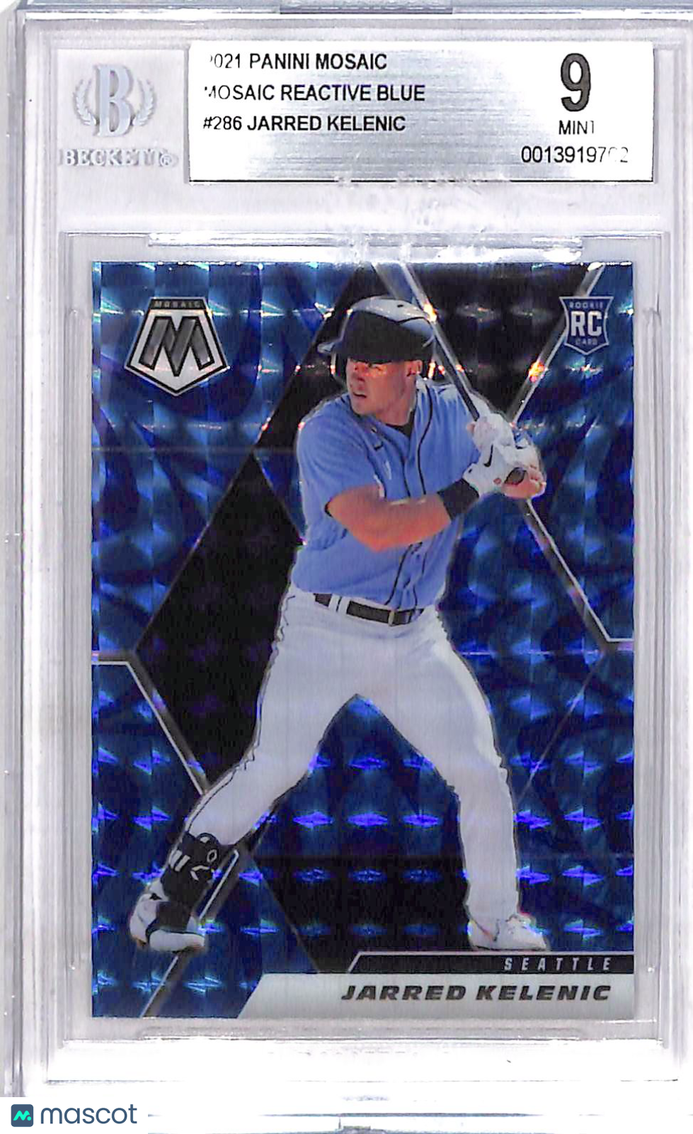 2021 Panini Mosaic Mosaic Reactive Blue Jarred Kelenic #286 BGS 9