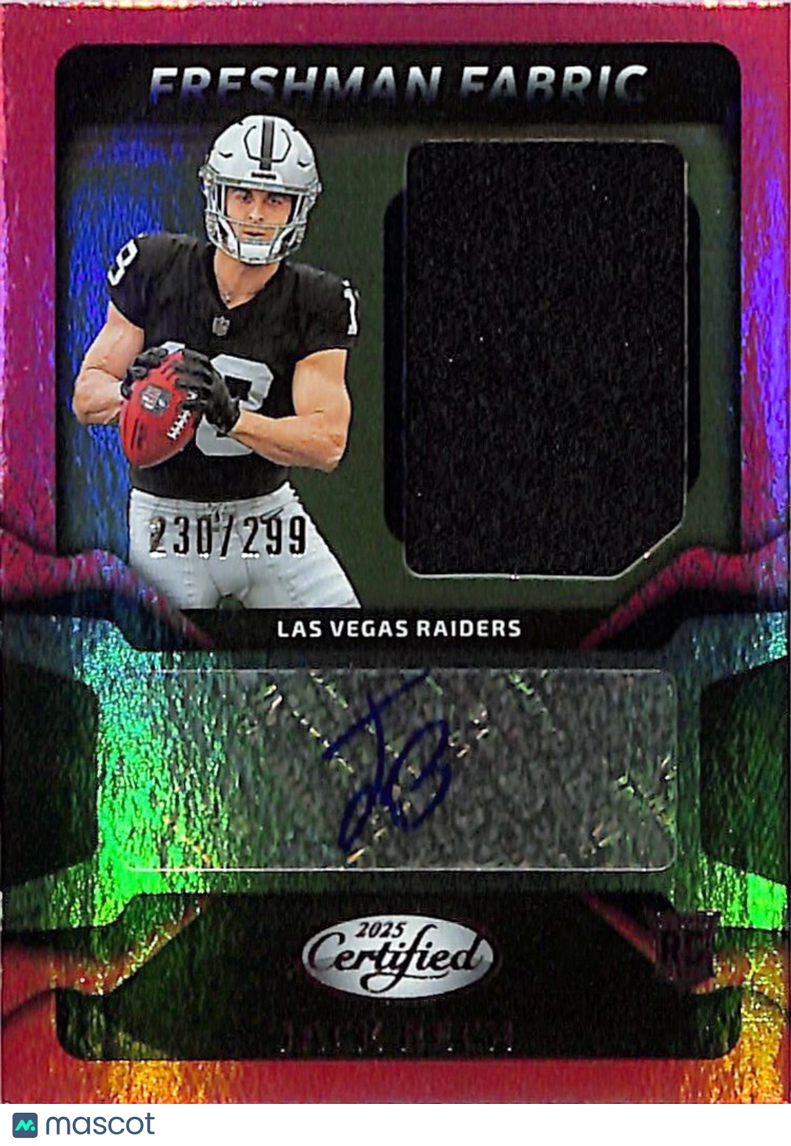 2025 Certified Freshman Fabric Jack Bech Pink /299 Rookie Auto Patch #FBC-JBH
