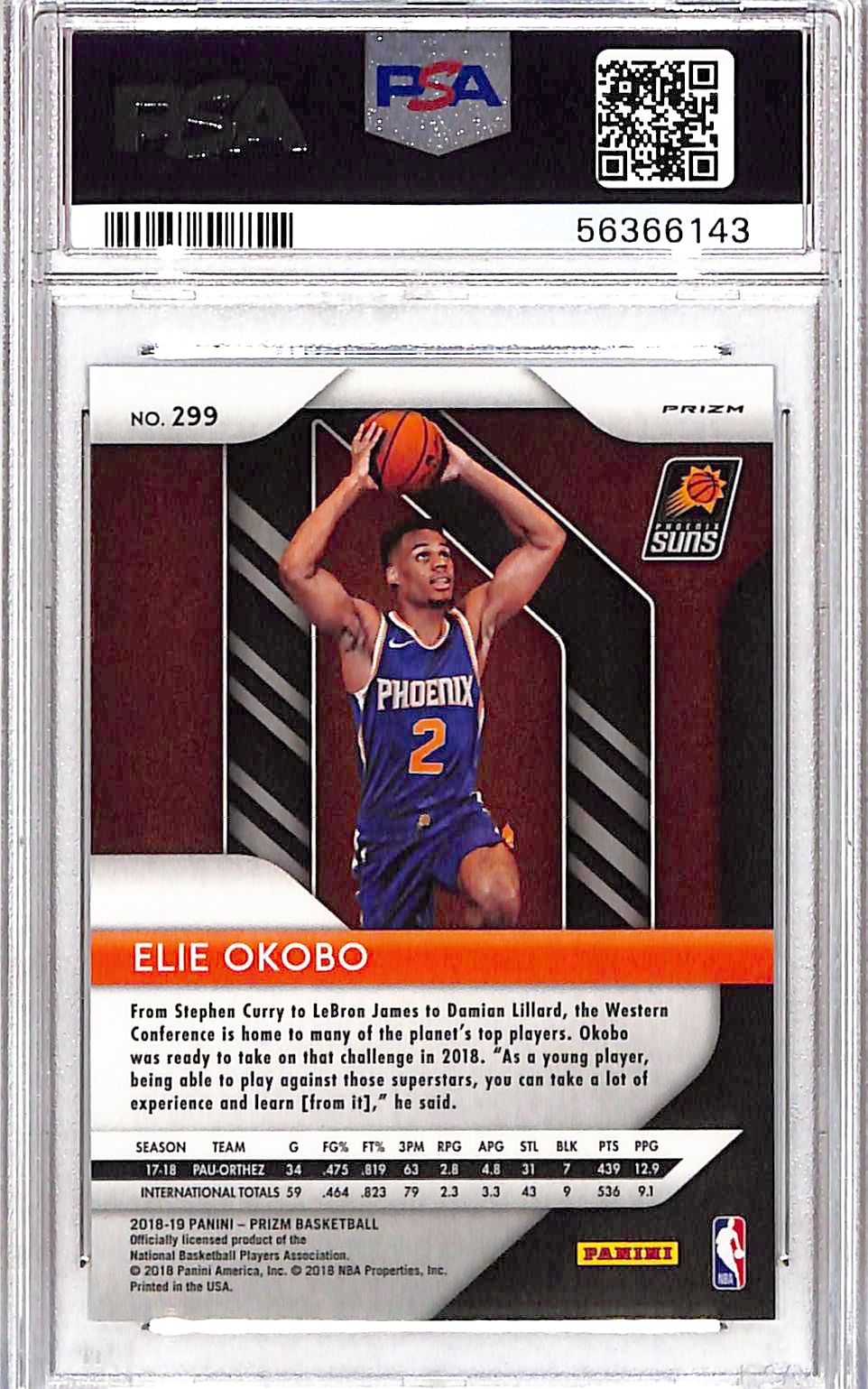2018 Panini Prizm Elie Okobo #299 Silver PSA 8