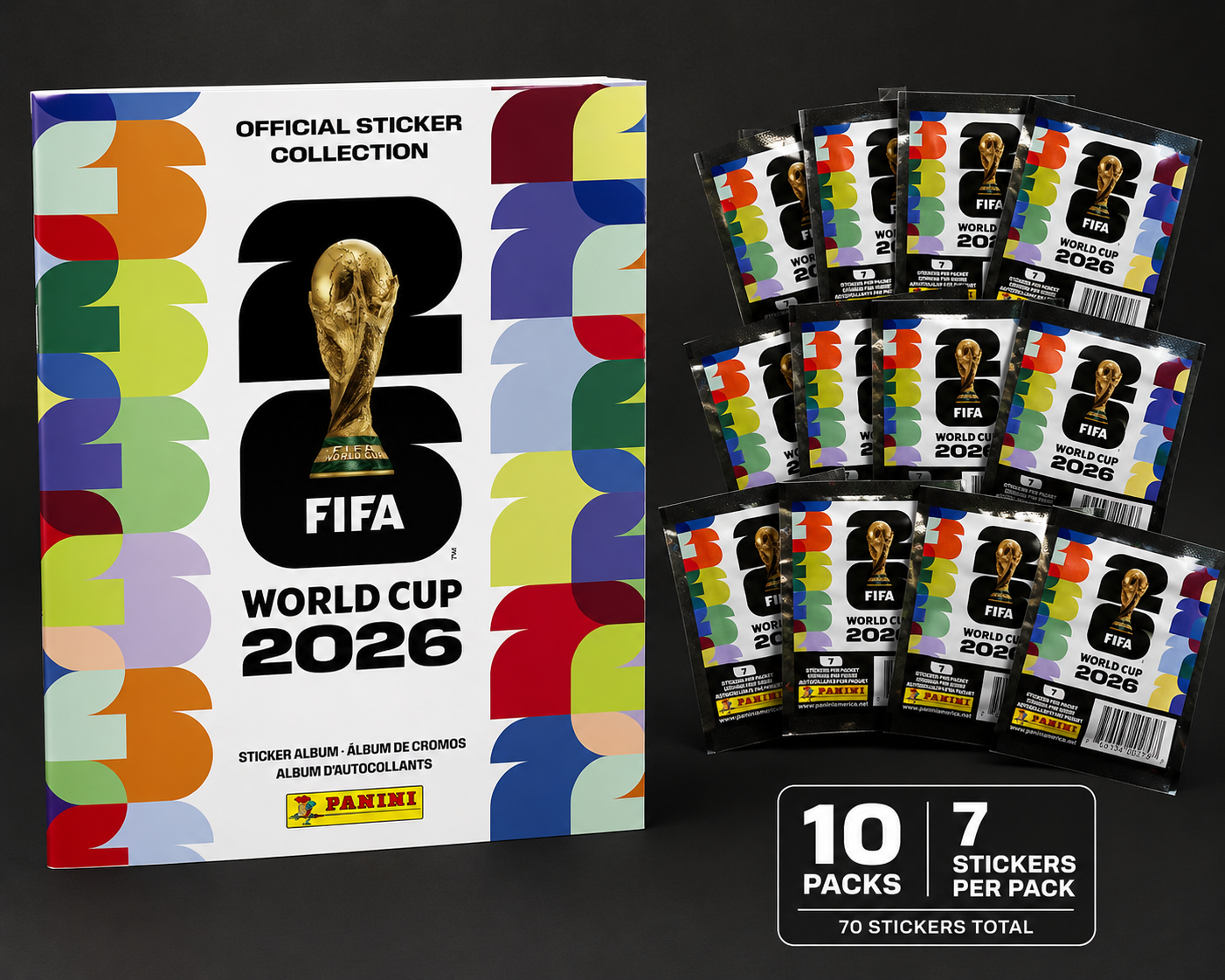 2026 FIFA World Cup Sticker Book - (10) Sticker Pack Combo