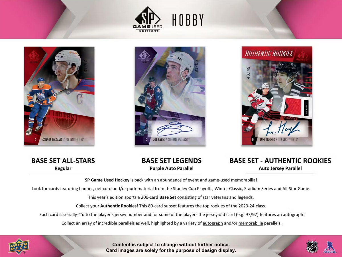 2023/24 Upper Deck SP Game Used Hockey Hobby Box