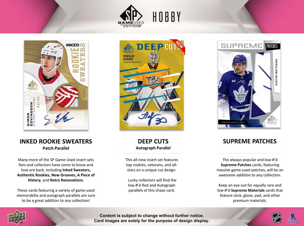 2023/24 Upper Deck SP Game Used Hockey Hobby Box