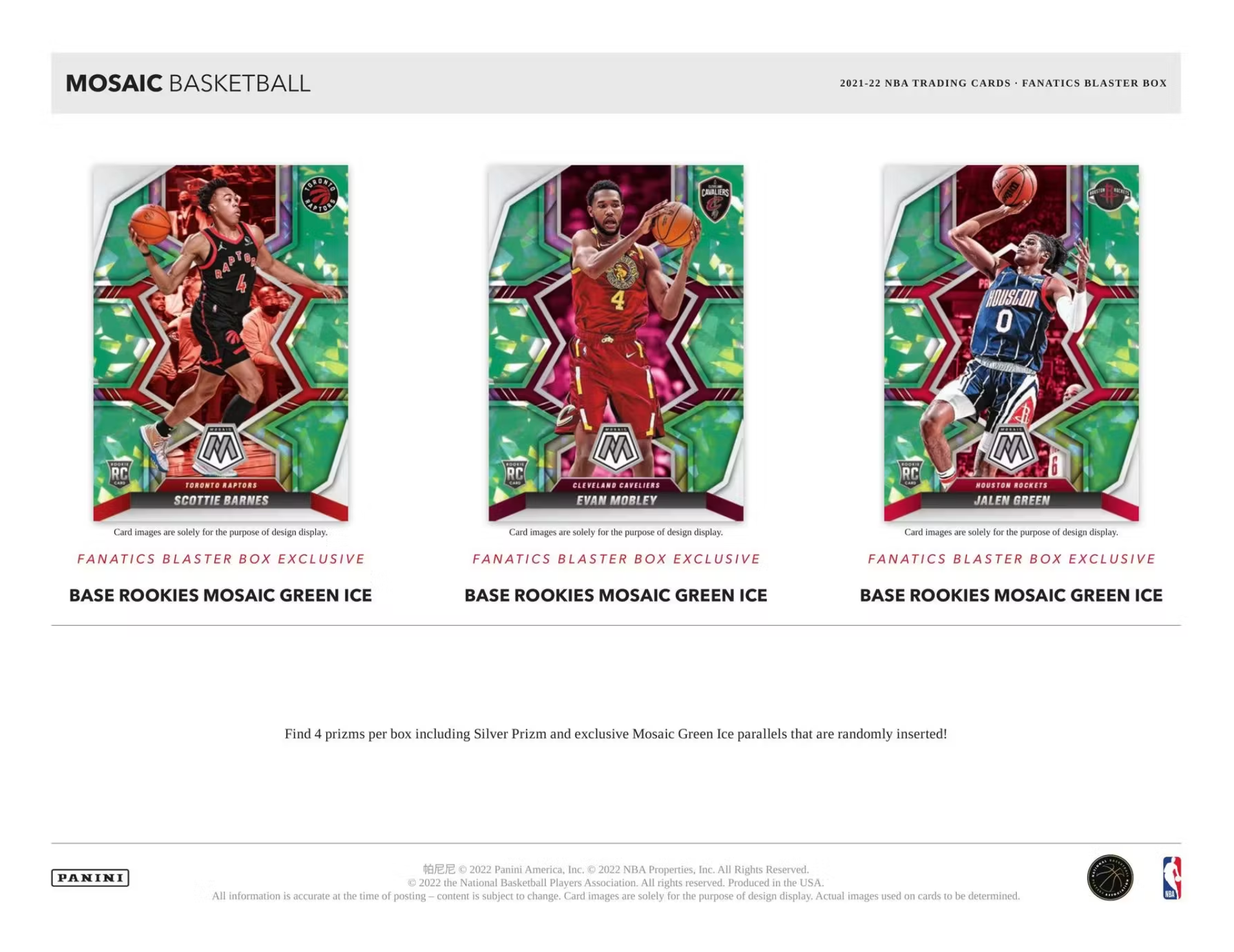 2021/22 Panini Mosaic Basketball 6-Pack Hobby Blaster Box (Green Ice Parallels)