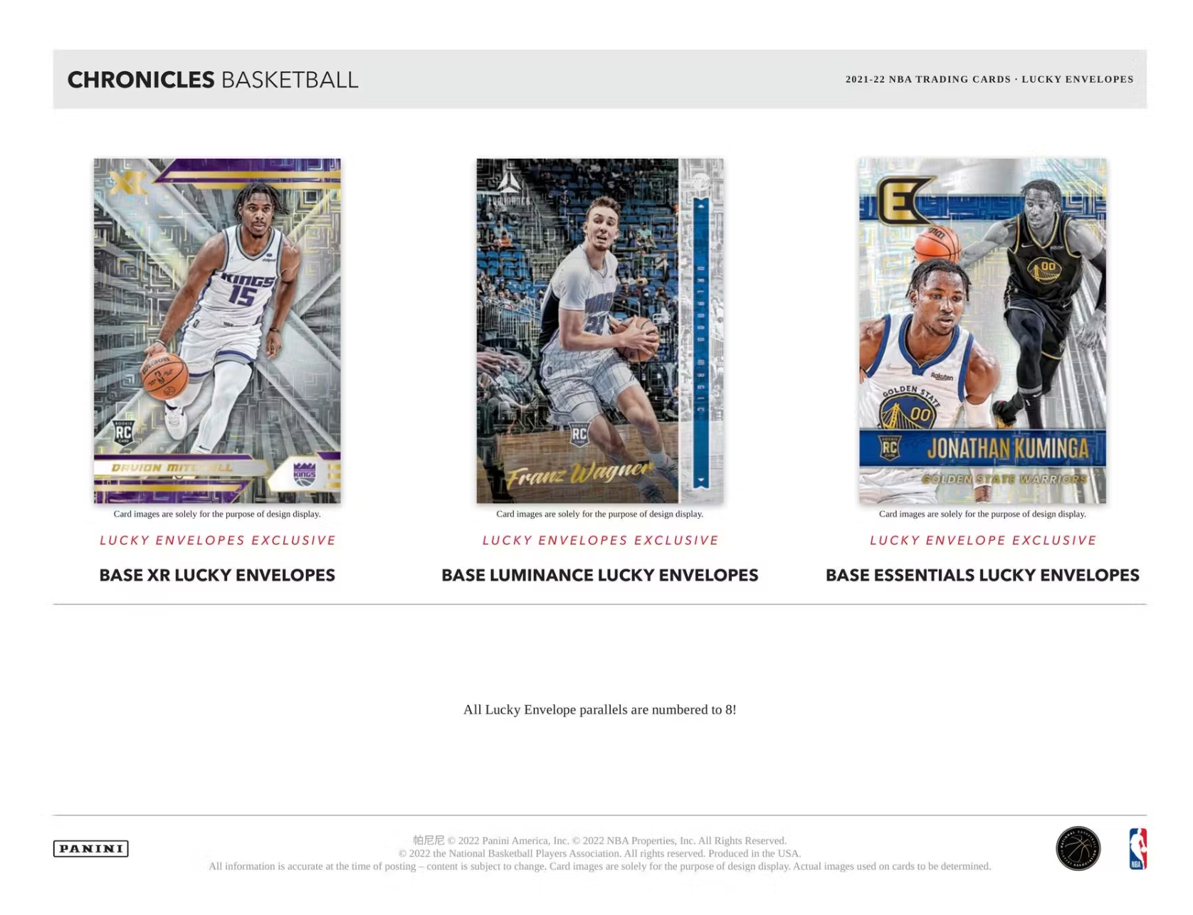 2021-22 Panini Chronicles Basketball Lucky Envelopes Pack