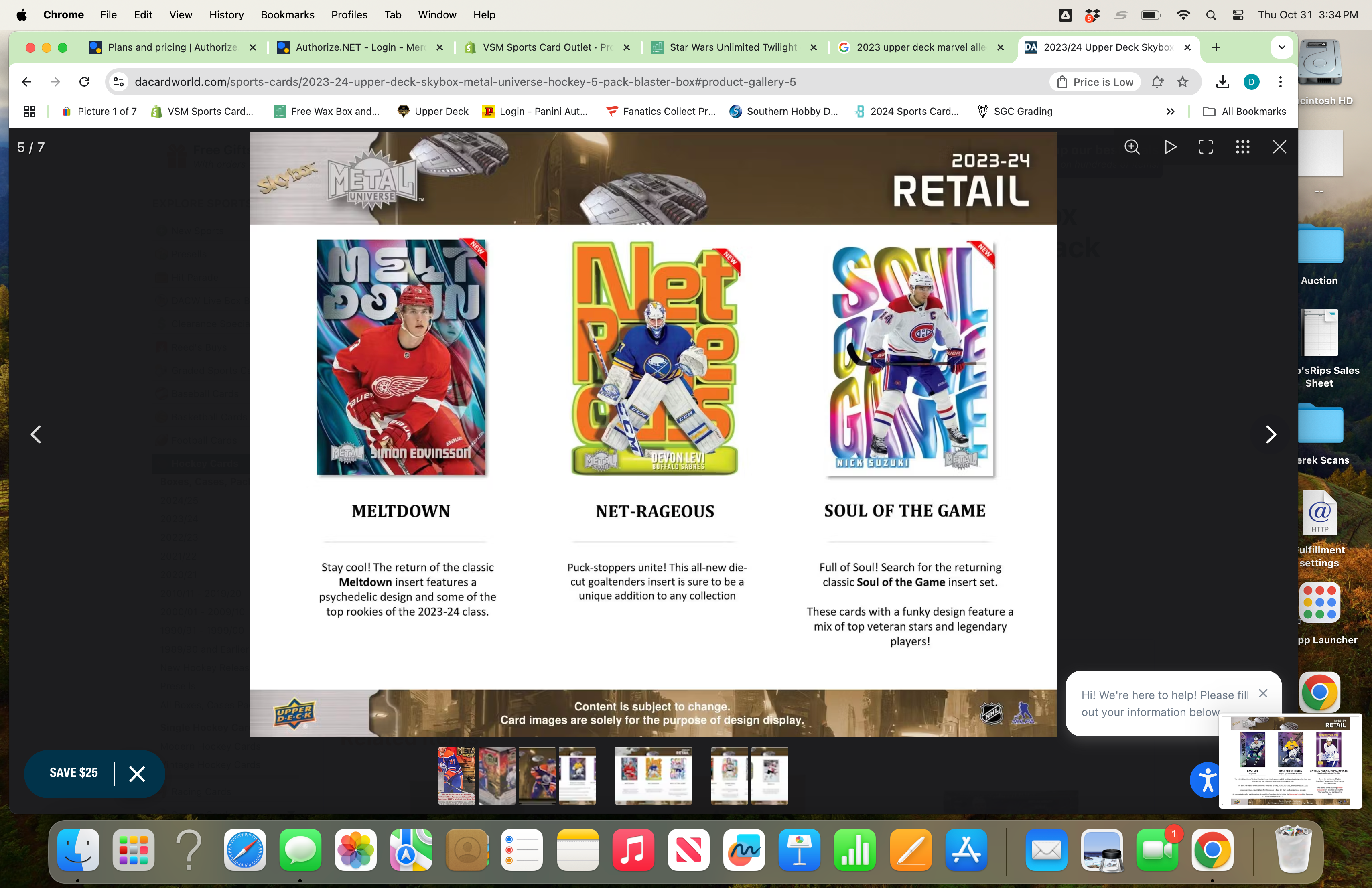 2023/24 Upper Deck Skybox Metal Universe Hockey 5-Pack Blaster Box