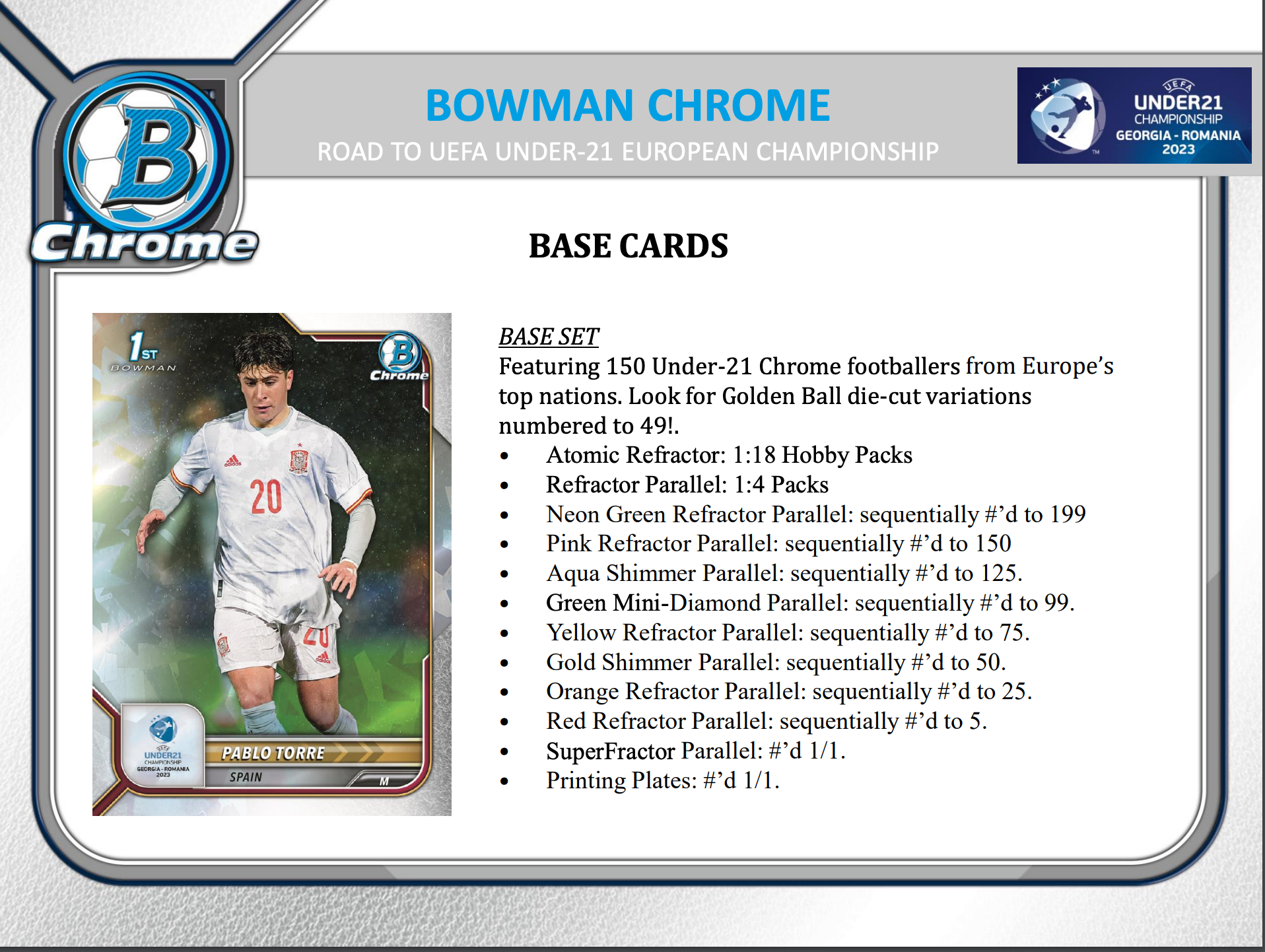 2022 Bowman Chrome Road to UEFA Under-21 European Championship Soccer Hobby
