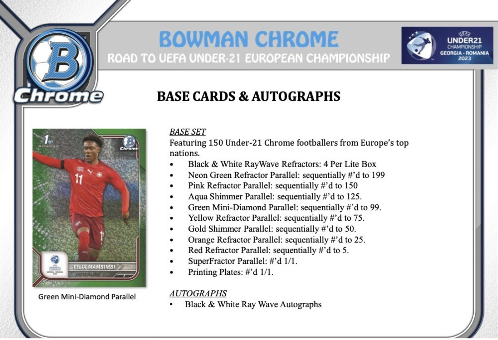 2022 Bowman Chrome Road to UEFA Under-21 European Championship Soccer Hobby Lit