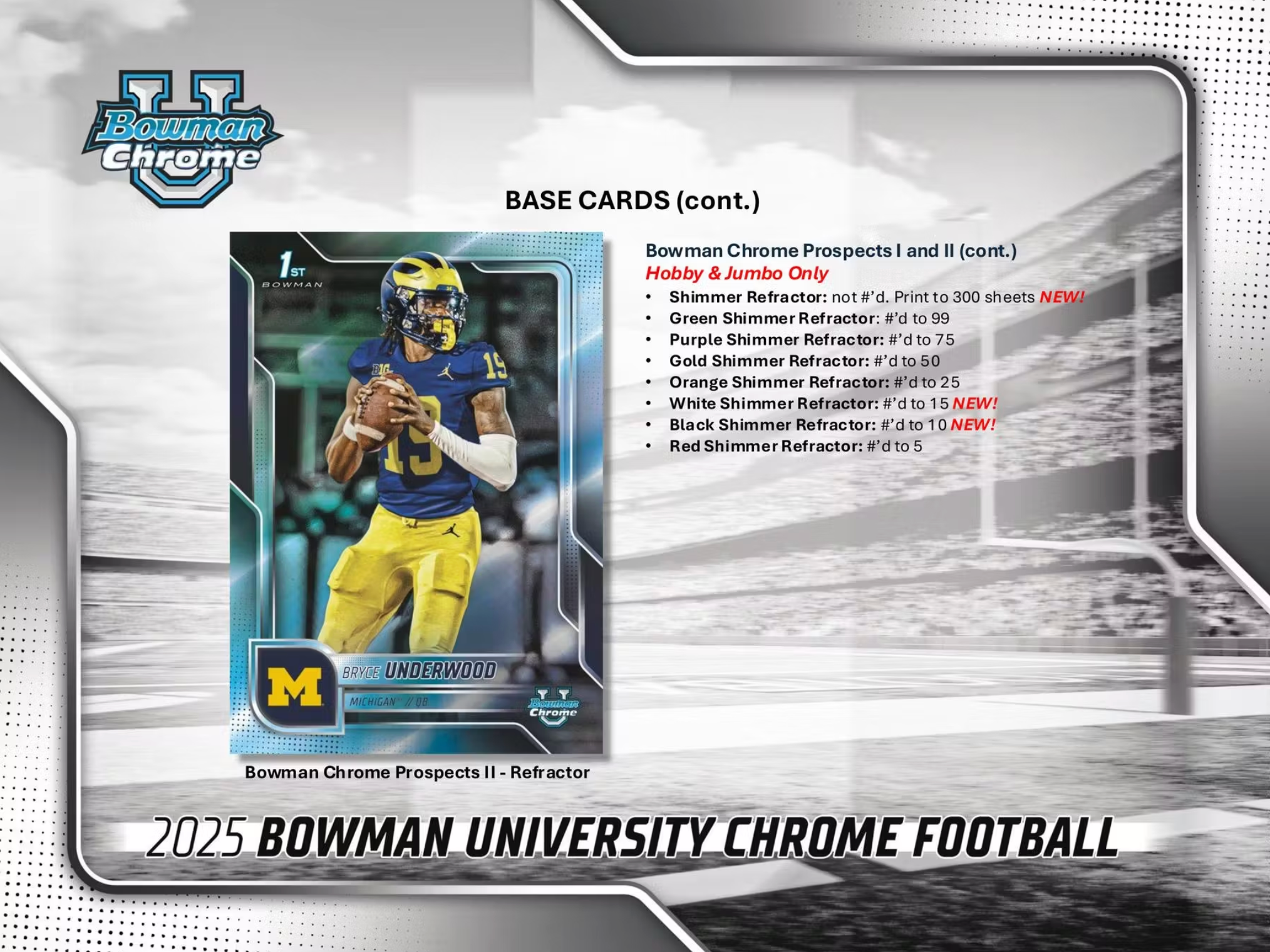 2025 Bowman University Chrome Football Hobby Factory Sealed 12-Box Case