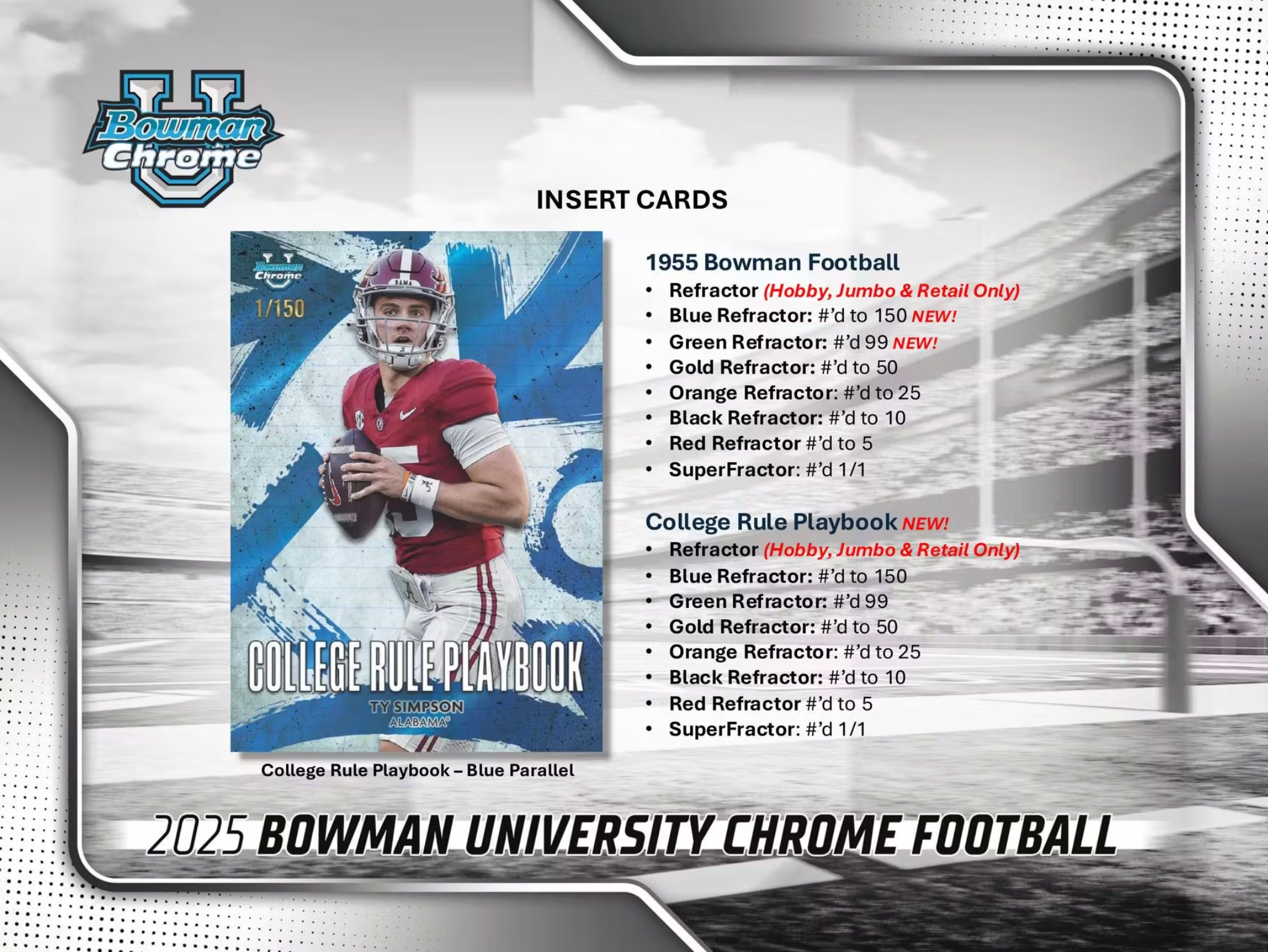 2025 Bowman University Chrome Football Hobby Factory Sealed 12-Box Case