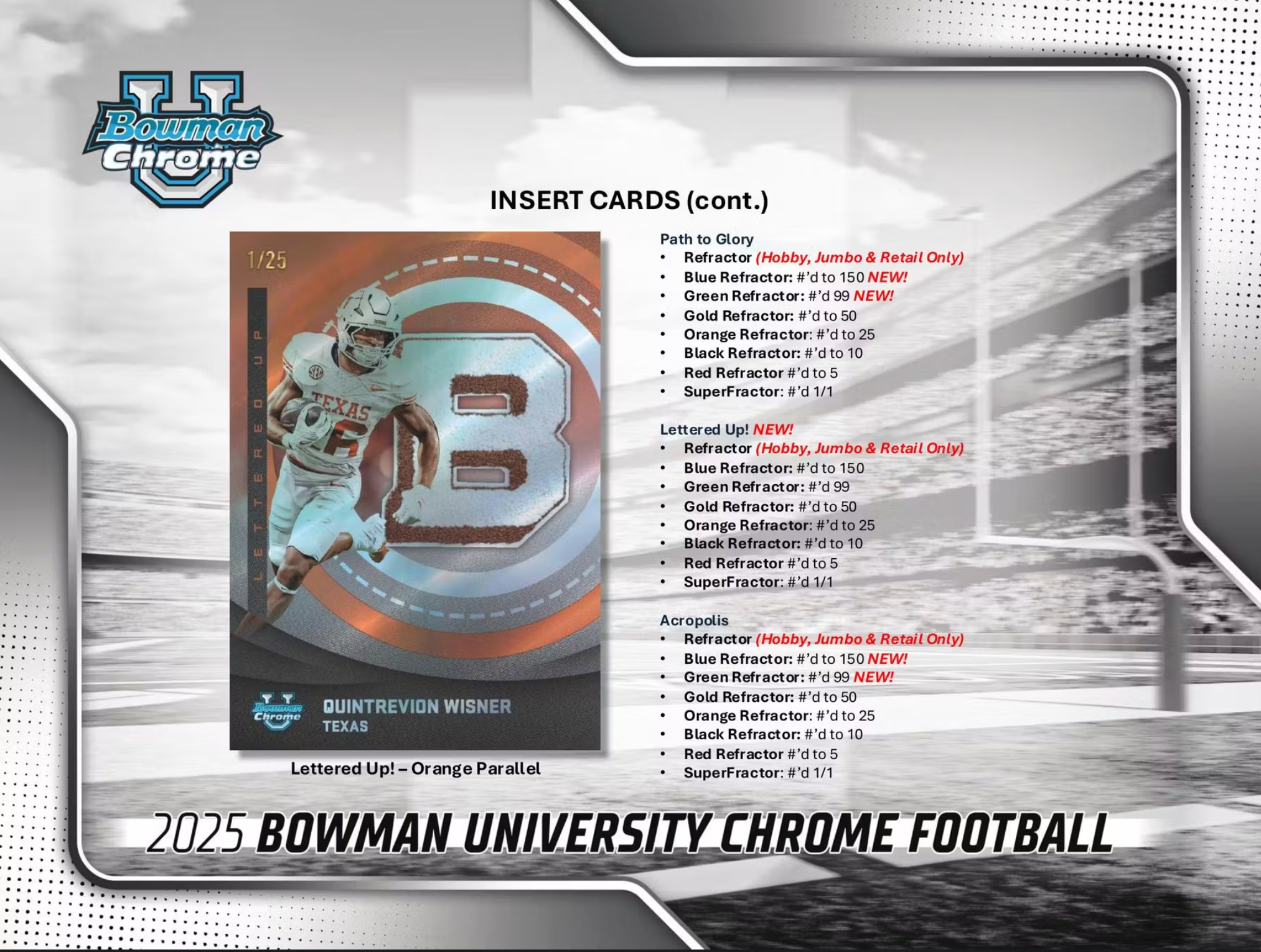 2025 Bowman University Chrome Football 7-Pack Blaster Box
