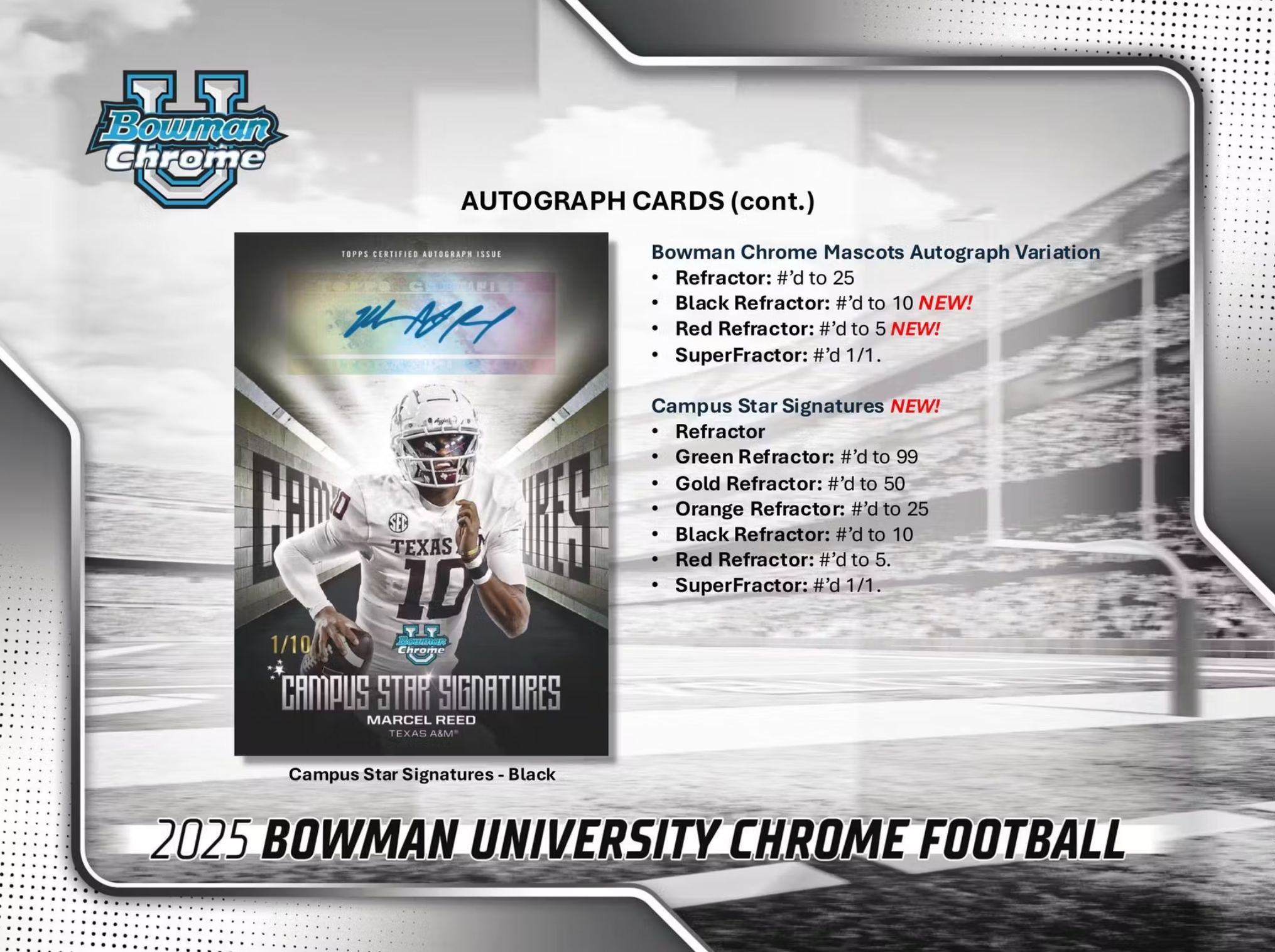 2025 Bowman University Chrome Football Hobby Factory Sealed 12-Box Case