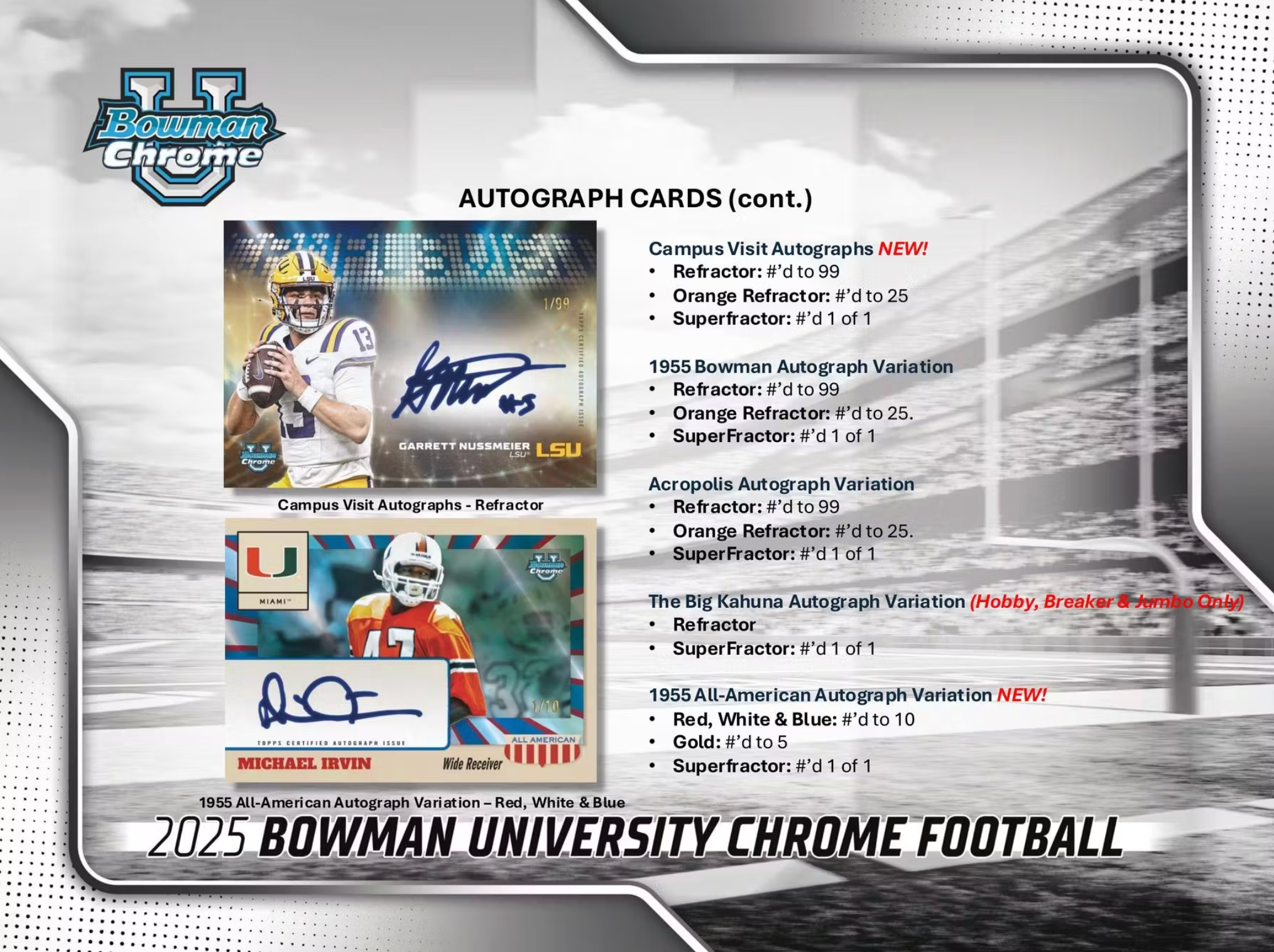 2025 Bowman University Chrome Football 7-Pack Blaster Box