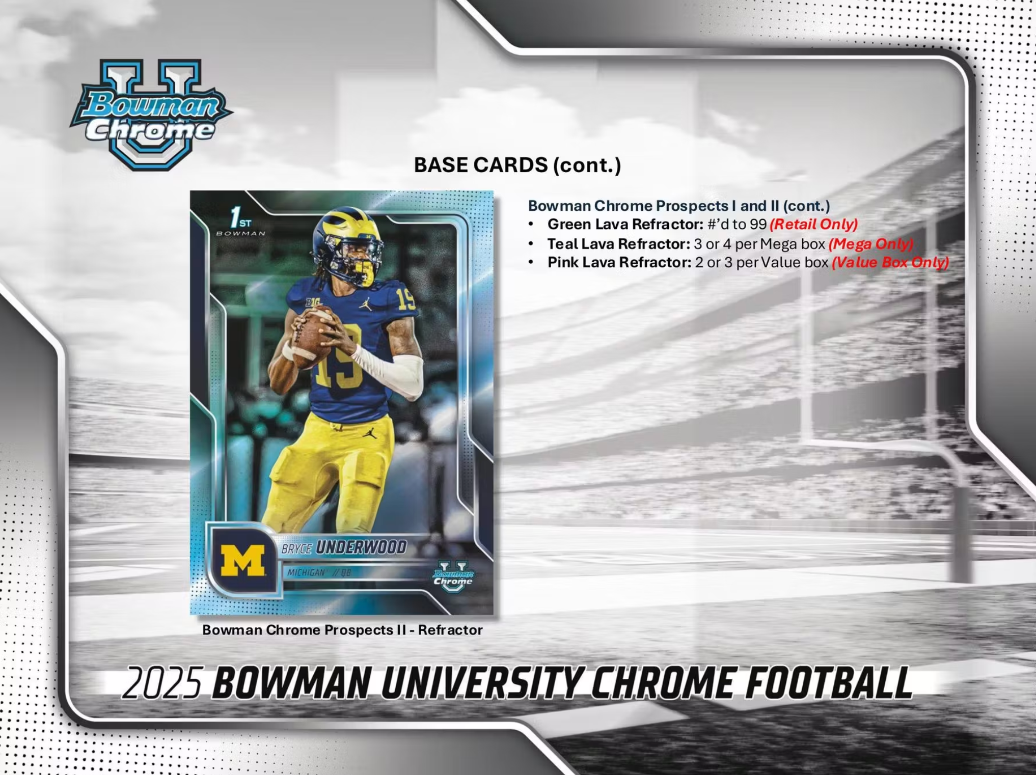 2025 Bowman University Chrome Football Mega Box